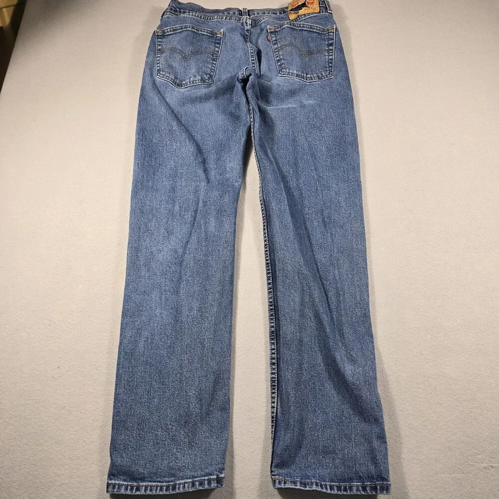 Levi's Mens 34x34 Blue Jeans 505 Regular Fit Straight Leg Medium Wash Denim